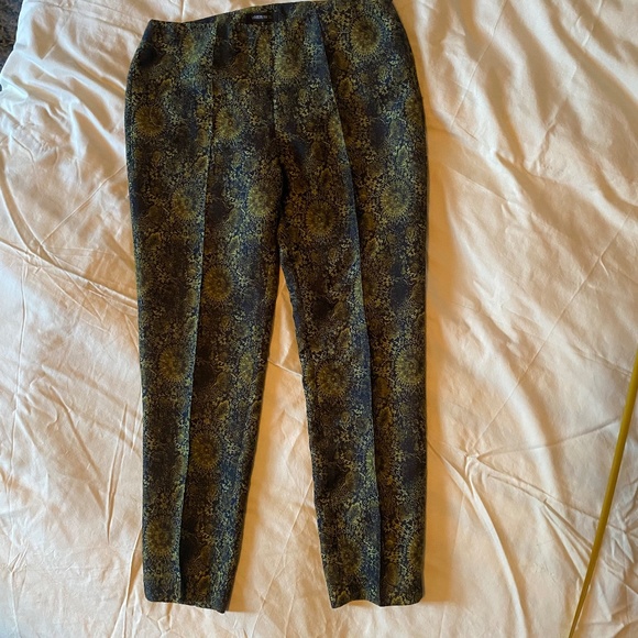 Lafayette 148 New York blue & gold metallic brocade cropped pants, 10 - Picture 3 of 9